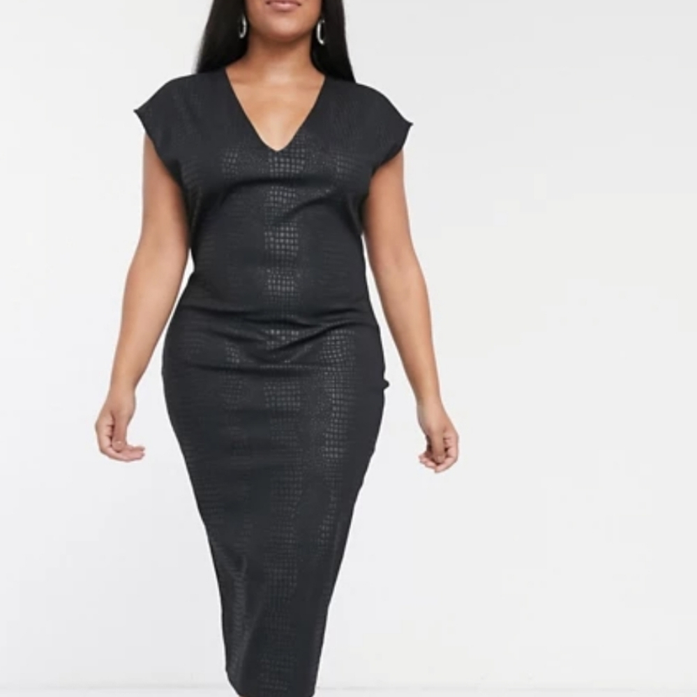 ASOS size 10 Snake Print Leather Look Midi Dress